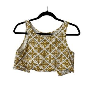 Hawaii's Finest Crop Top Gold Quilt Pattern Split Back XS